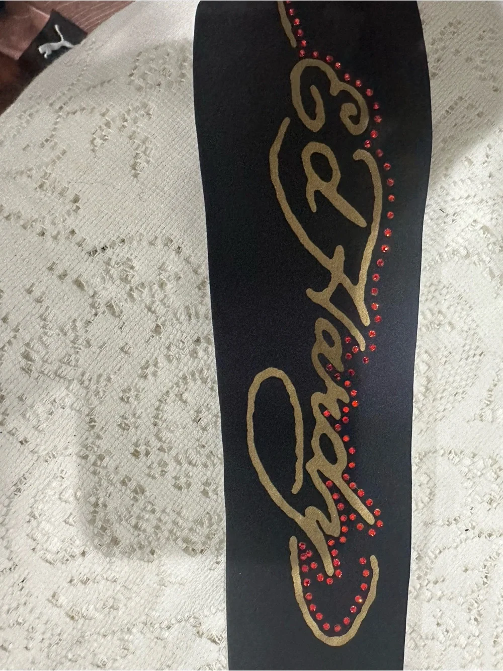 Ed Hardy  Black Tie with Gold Script and Red Accents